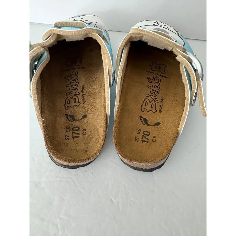 Birkenstock Birki's Child Kay Gray Seal Light Blue Birko Flor Mules EU 27 C 9